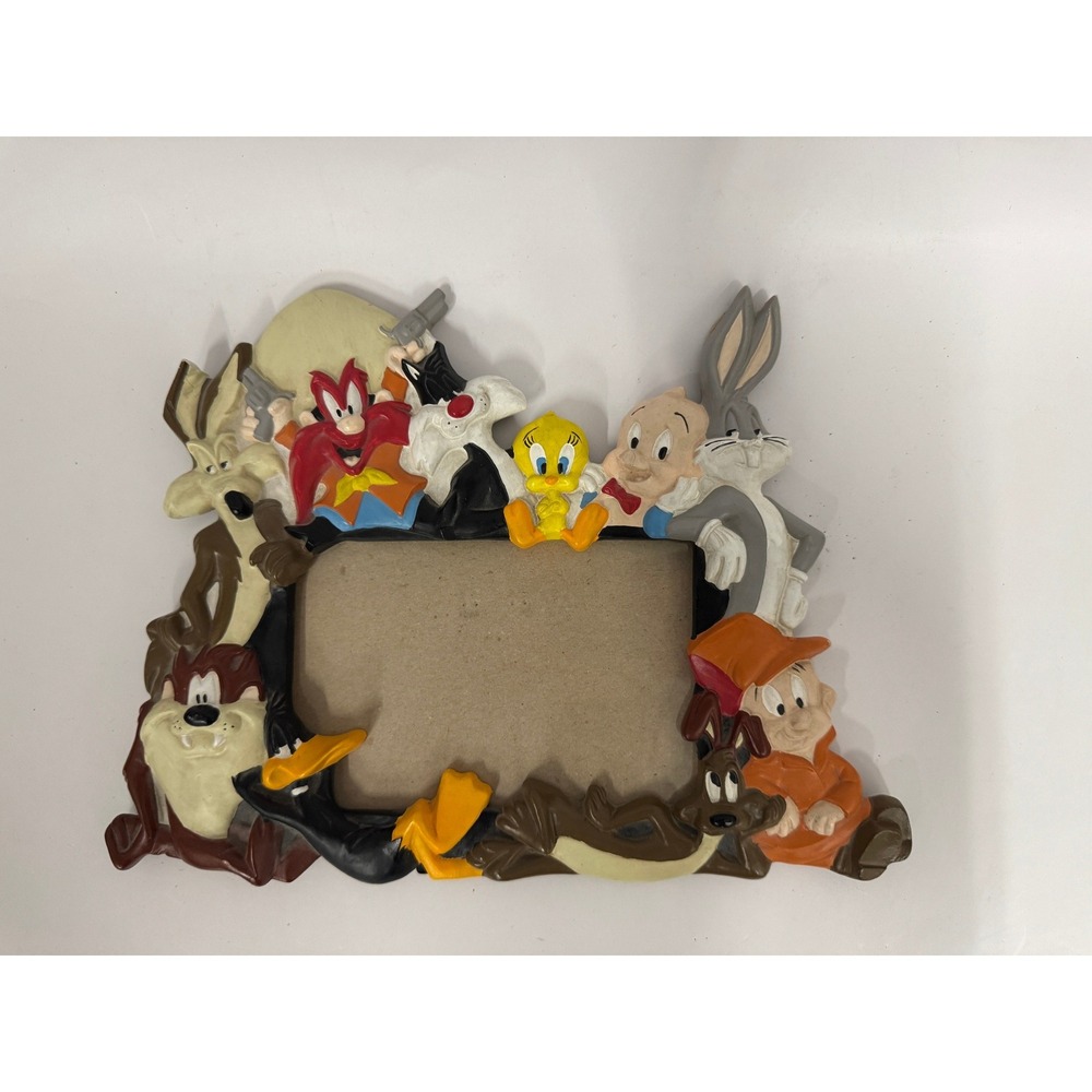 Vintage Looney Tunes Character 3D Sculpted Picture Frame Bugs Bunny Tweety Taz